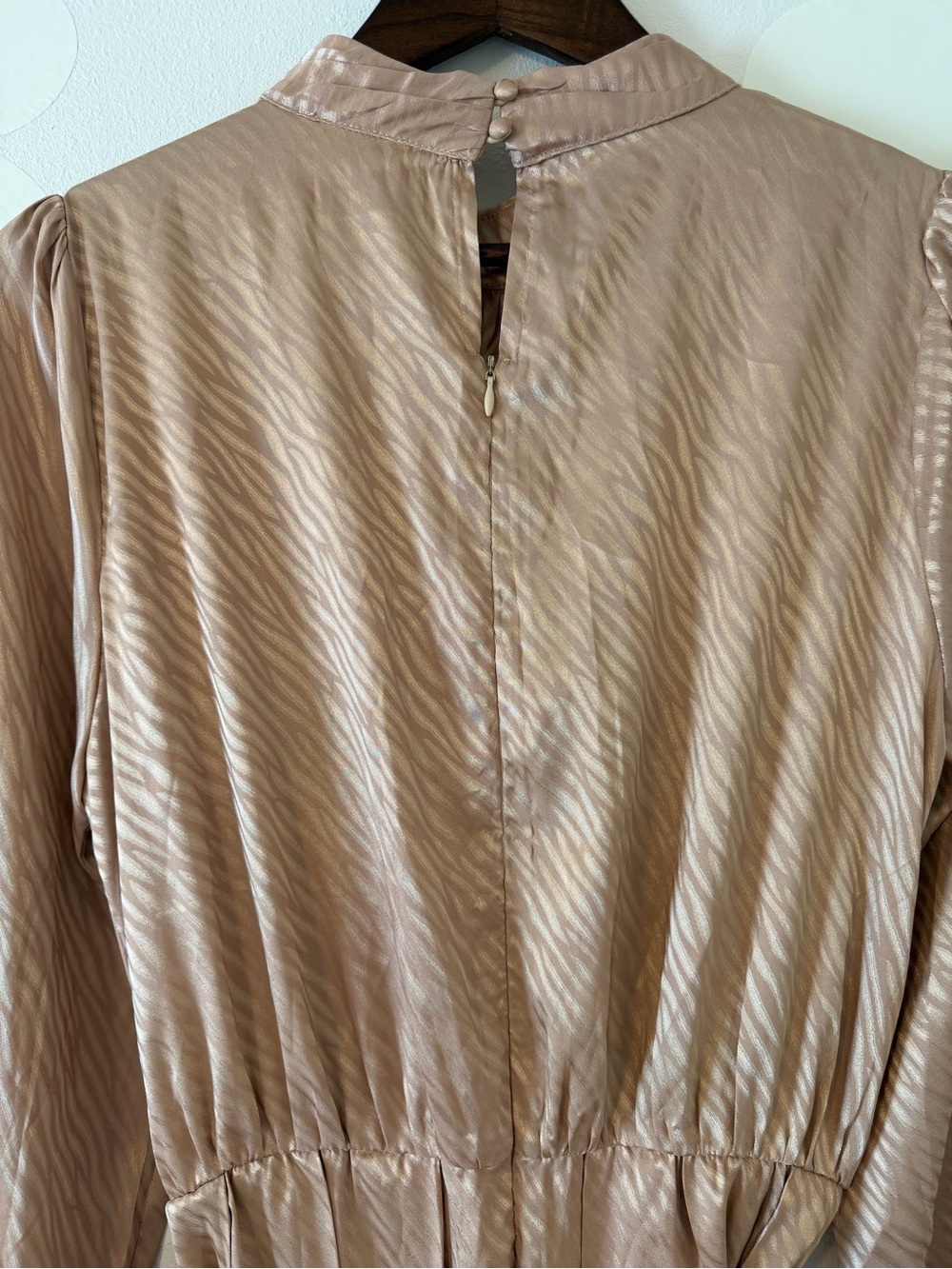 EUC Bohme Champage Ariana Zebra Midi Mock Neck Long Sleeve Dress - Picture 9 of 13